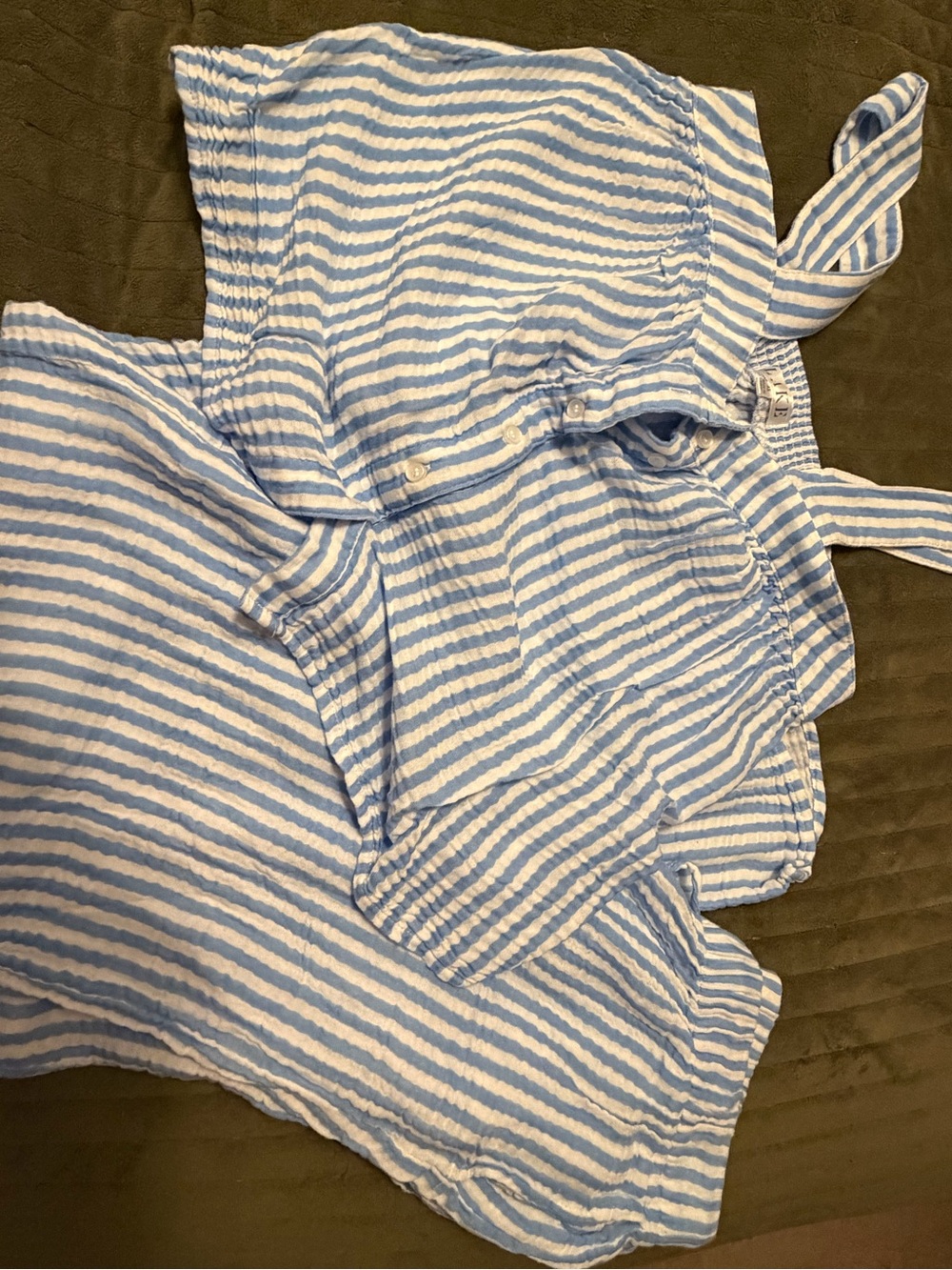 Hamptons Striped Blue & White Women's Pajama Set - Lightweight Tank & Pants